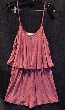 Pink Lily Ribbed Layered Cami Romper